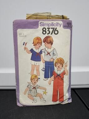 Simplicity 8376 Boys Toddler Size 3 Sailor Pants Vintage Sewing Pattern 1960s